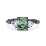 Three Stone Emerald Cut Trellis Ring