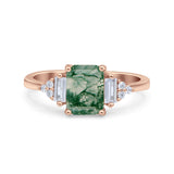 Three Stone Emerald Cut Trellis Ring