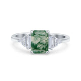 Three Stone Emerald Cut Trellis Ring