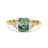 Three Stone Emerald Cut Trellis Ring