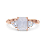 Three Stone Emerald Cut Trellis Ring