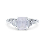 Three Stone Emerald Cut Trellis Ring