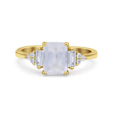 Three Stone Emerald Cut Trellis Ring