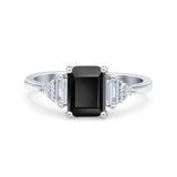 Three Stone Emerald Cut Trellis Ring