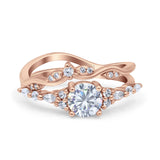 Two Piece Round Marquise Style Bridal Ring