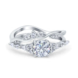 Two Piece Round Marquise Style Bridal Ring