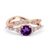 Two Piece Round Marquise Style Bridal Ring