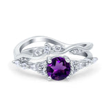Two Piece Round Marquise Style Bridal Ring