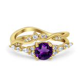 Two Piece Round Marquise Style Bridal Ring