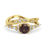 Two Piece Round Marquise Style Bridal Ring