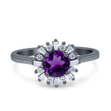 Art Deco Round Natural Floral Ring