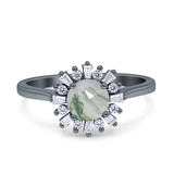 Art Deco Round Natural Floral Ring