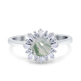 Art Deco Round Natural Floral Ring