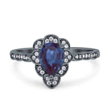 Art Deco Pear Teardrop Halo Ring 