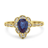 Art Deco Pear Teardrop Halo Ring 