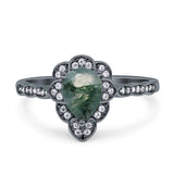 Art Deco Pear Teardrop Halo Ring 