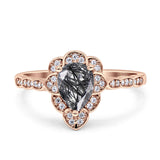 Art Deco Pear Teardrop Halo Ring 