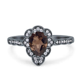 Art Deco Pear Teardrop Halo Ring 