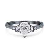 Art Deco Pear Teardrop Vintage Style Ring 