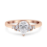 Art Deco Pear Teardrop Vintage Style Ring 