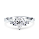 Art Deco Pear Teardrop Vintage Style Ring 