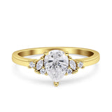 Art Deco Pear Teardrop Vintage Style Ring 