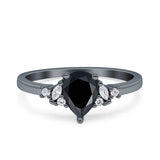 Art Deco Pear Teardrop Vintage Style Ring 
