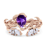 Teardrop Pear Leaf Style Ring