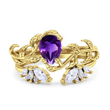 Teardrop Pear Leaf Style Ring
