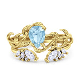 Teardrop Pear Leaf Style Ring