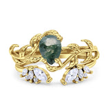 Teardrop Pear Leaf Style Ring