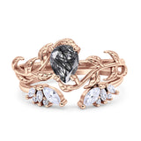 Teardrop Pear Leaf Style Ring