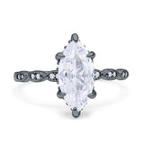 Art Deco Marquise Solitaire Hidden Halo Ring