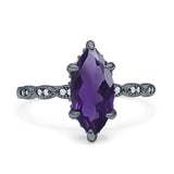 Art Deco Marquise Solitaire Hidden Halo Ring