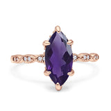 Art Deco Marquise Solitaire Hidden Halo Ring