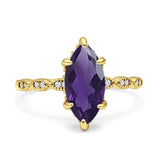 Art Deco Marquise Solitaire Hidden Halo Ring