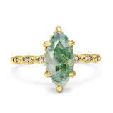 Art Deco Marquise Solitaire Hidden Halo Ring