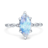 Art Deco Marquise Solitaire Hidden Halo Ring