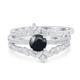Vintage Style Round Natural Stone Floral Ring