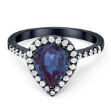 Pear Teardrop Natural Stone Halo Ring