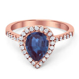 Pear Teardrop Natural Stone Halo Ring