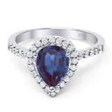 Pear Teardrop Natural Stone Halo Ring