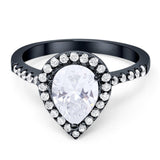 Pear Teardrop Natural Stone Halo Ring