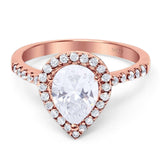 Pear Teardrop Natural Stone Halo Ring