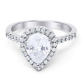Pear Teardrop Natural Stone Halo Ring
