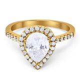 Pear Teardrop Natural Stone Halo Ring