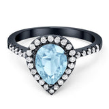 Pear Teardrop Natural Stone Halo Ring