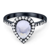 Pear Teardrop Natural Stone Halo Ring