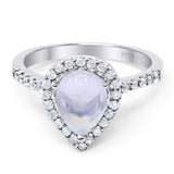 Pear Teardrop Natural Stone Halo Ring
