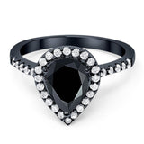 Pear Teardrop Natural Stone Halo Ring